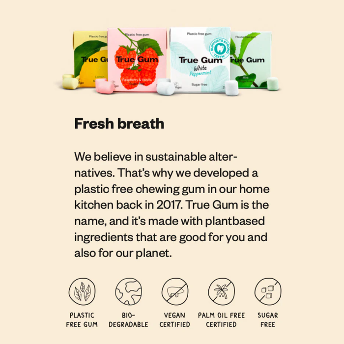 True Gum Sugar Free Chewing Gum Raspberry & Vanilla 21g