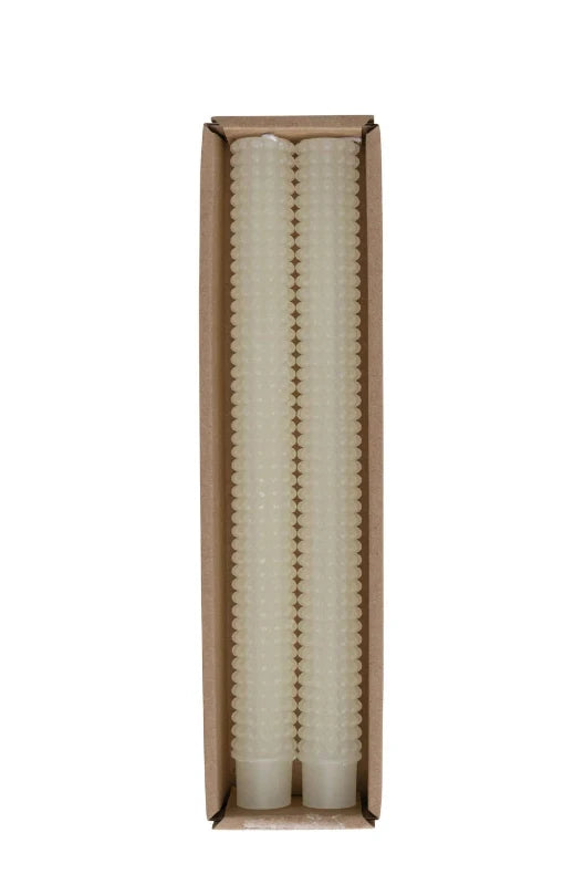 Unscented Hobnail Taper Candles Set of 2 - Cream