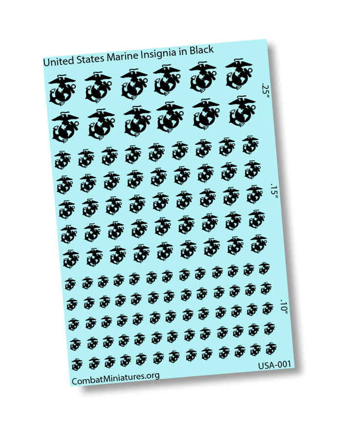 1/300 - 1/600 United States Marine Logo in Black Water Slide Decals - Combat Miniatures