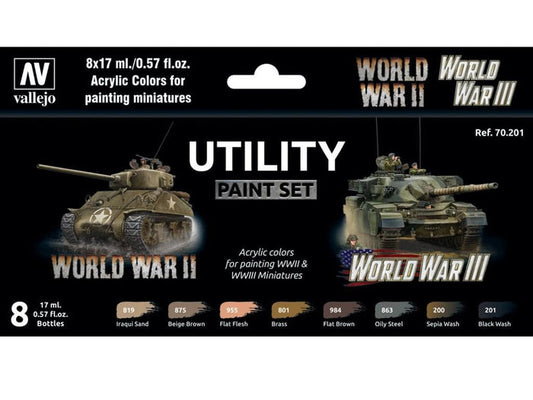 Utility WW2 & WW3 Paint Set from Vallejo (8) Colors - Combat Miniatures