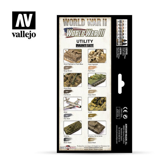 Utility WW2 & WW3 Paint Set from Vallejo (8) Colors - Combat Miniatures