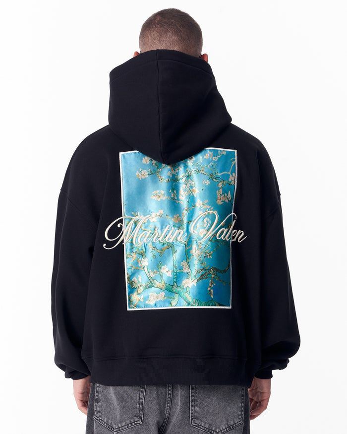 Van Gogh Blossoms Black Oversized Hoodie