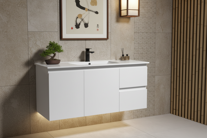 Vanity - Heron Series Plywood in White Color - 100% Water Proof