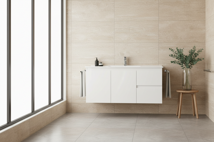 Vanity - Heron Series Plywood in White Color - 100% Water Proof