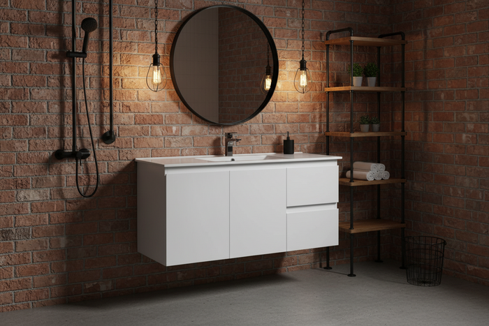 Vanity - Heron Series Plywood in White Color - 100% Water Proof