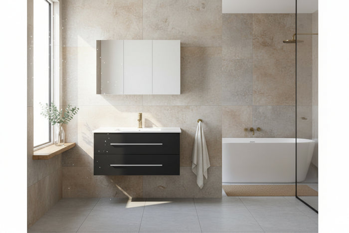 Vanity - Misty Series 1200 Black Double Drawers