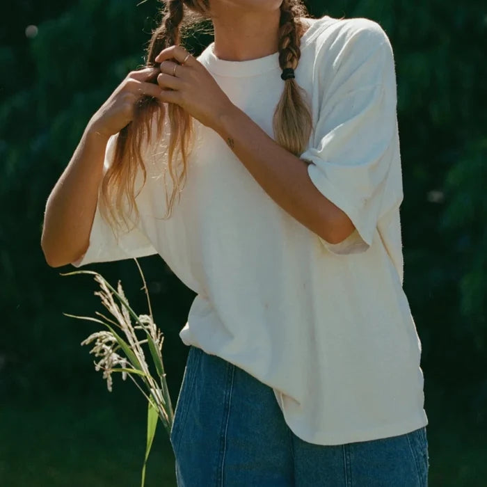 Vernon Oversized Tee in Washed White