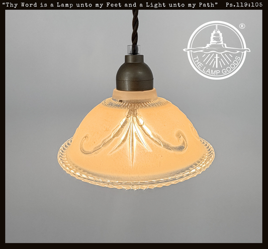 Vintage Light Peach Scroll Glass Pendant - The Lamp Goods