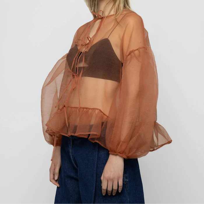 Volume Organza Bow Top in Cork