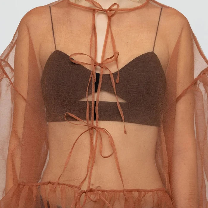 Volume Organza Bow Top in Cork