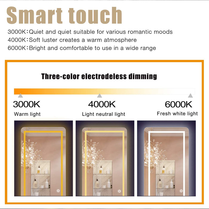 Wavy Lighted Backlit LED Mirror Anti Fog Wall Mirror With Touch Sensor (3 Lights Integrated)