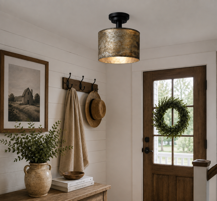 Weathered Bronze Drum Flush Mount - The Lamp Goods