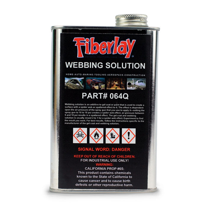 Quart of Webbing solution additive for use with gel coat or paint.