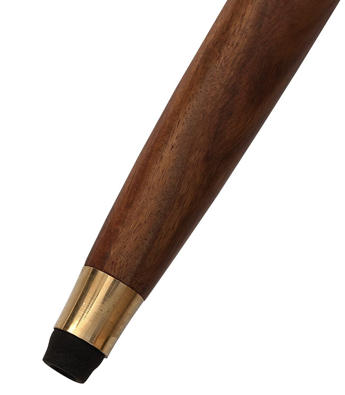 White Whale Compass Walking Stick - Men Derby Canes and Wooden Walking Stick for Men and Women - 37" Brown Ebony Brass Handle in Golden Tone Natural Wood Unisex Cane