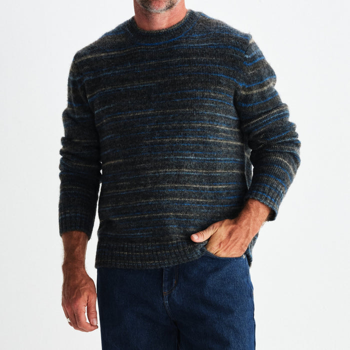 Wilde Crew in Grey/Teal Spacedye