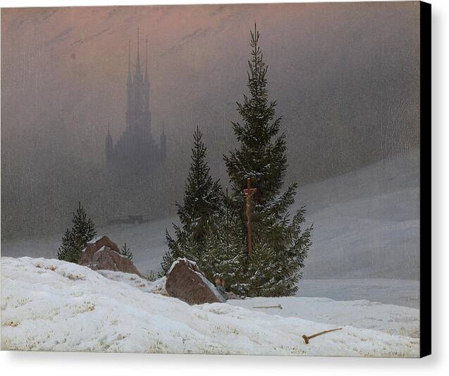 Winter Landscape with Church - Canvas Print