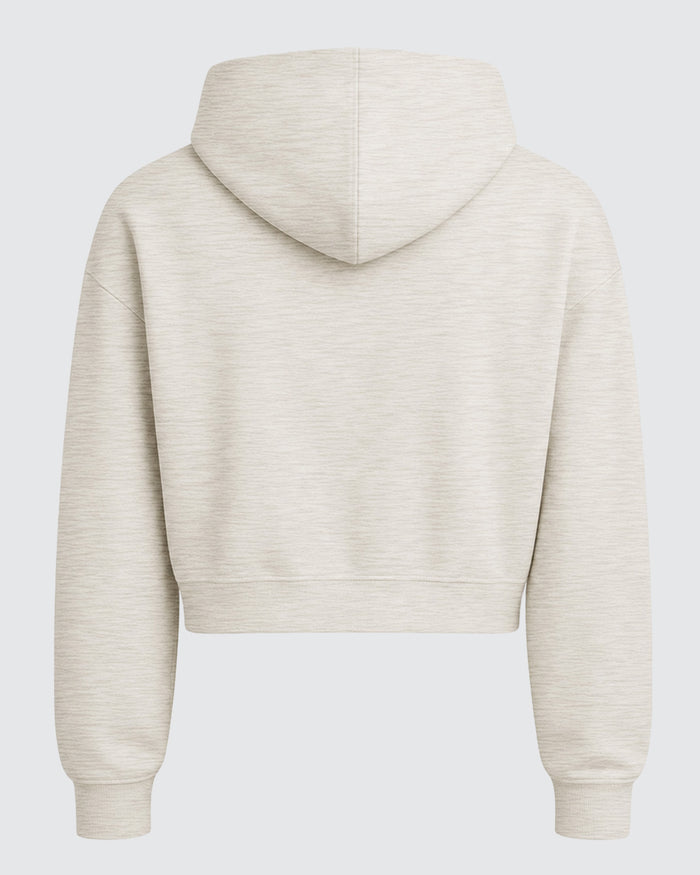 Women's Ash Grey Essential Layered Heritage Crop Hoodie
