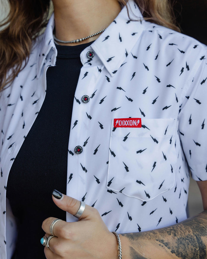 Women's Bolt Party Shirt - White & Black