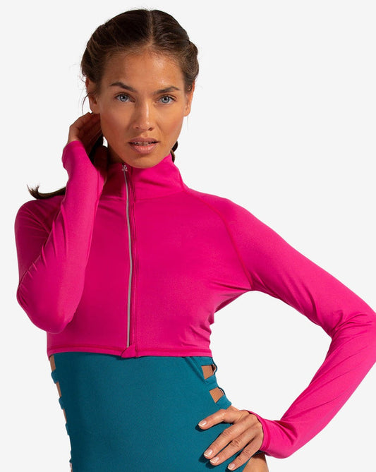 WOMEN'S FULL ZIP CROP TOP - CLEARANCE (4010C)