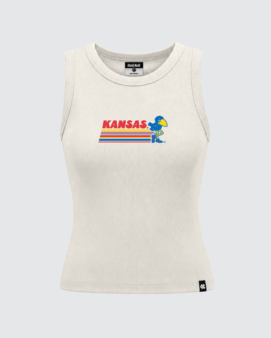 Women's KU Leggy Jay Ribbed Crop Tank Top