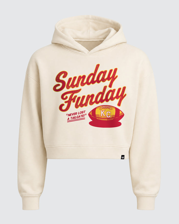Women's Sunday Funday Stone Heritage Crop Hoodie