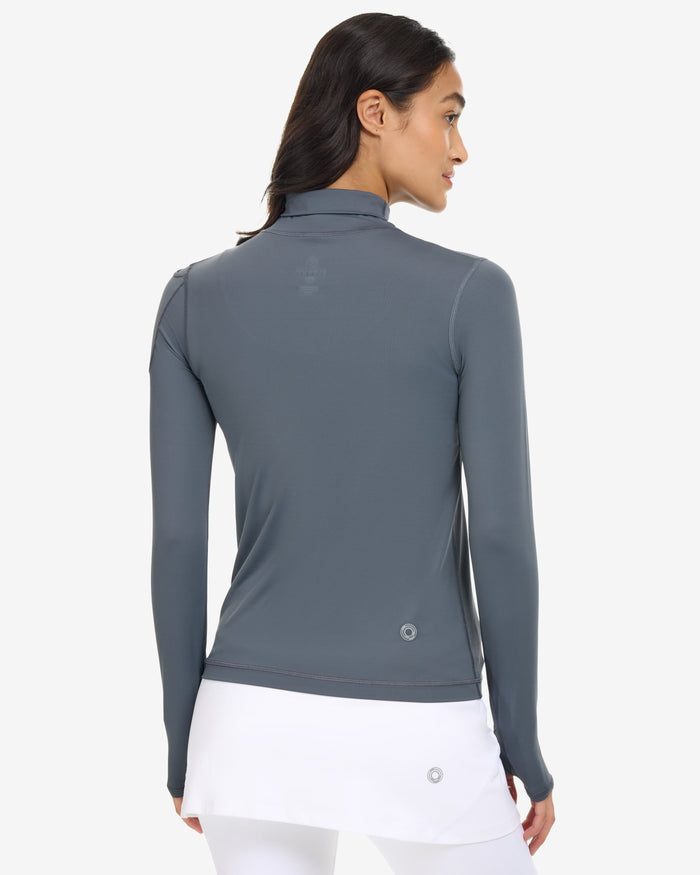 Women wearing smoke turtle neck top on a white background. (Style 2013) - BloqUV