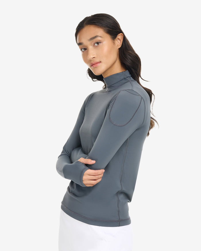 Women wearing smoke turtle neck top on a white background. (Style 2013) - BloqUV