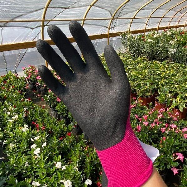 palm dipped nitrile spandex womens gardening gloves