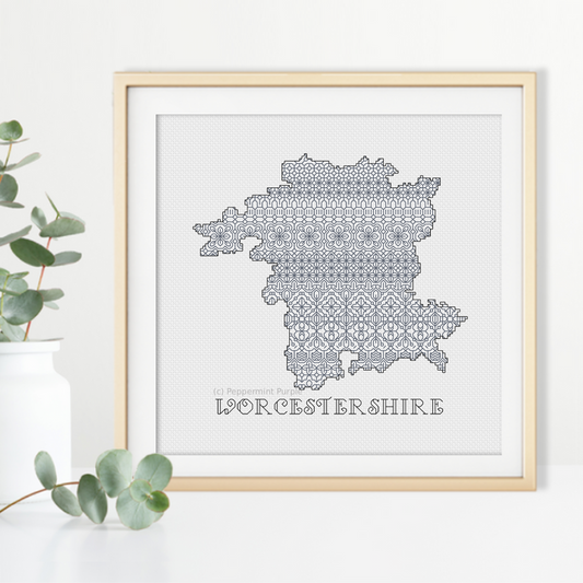 Worcestershire Blackwork Pattern Blackwork Pattern by Peppermint Purple