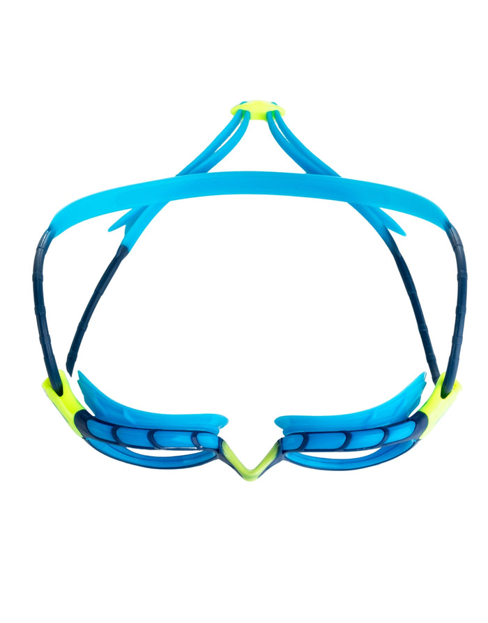 Zoggs Junior Predator Goggle in blue and green with adjustable straps