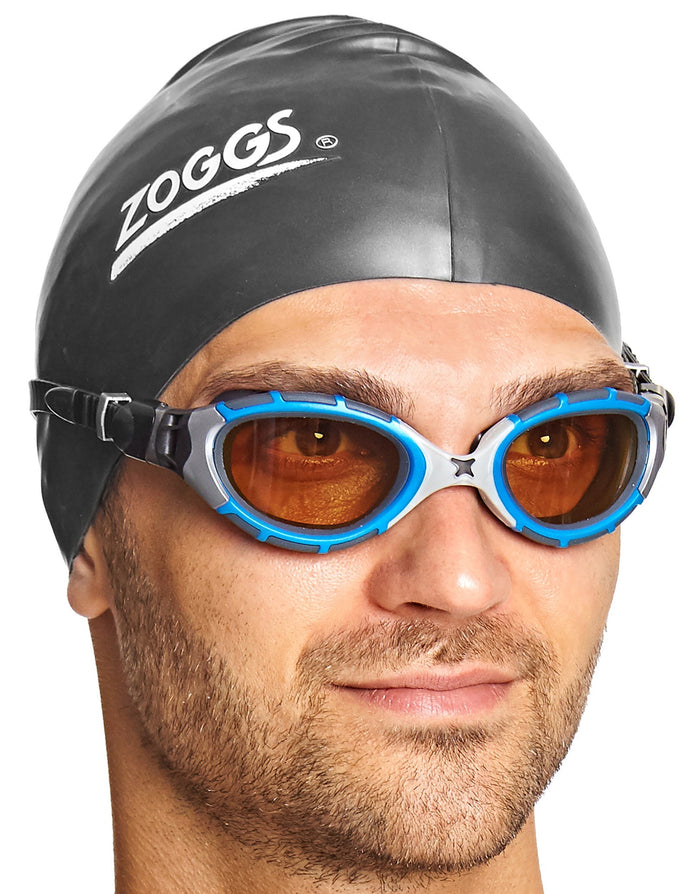 Zoggs Predator Flex Polarized Ultra Reactor Goggle in sleek black with blue accents