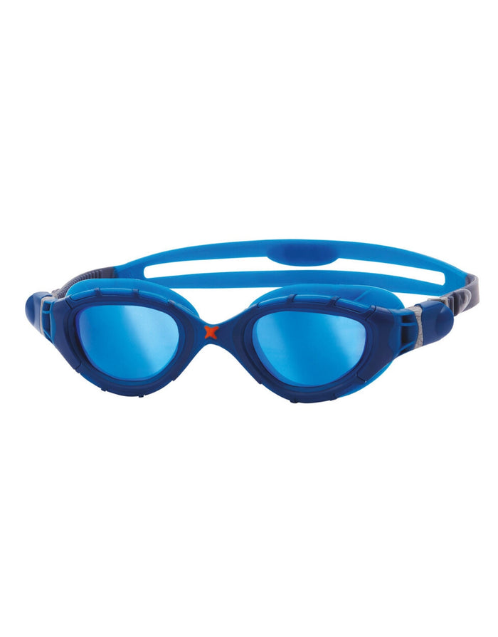 Zoggs Predator Flex Titanium mirrored swim goggles in blue and black
